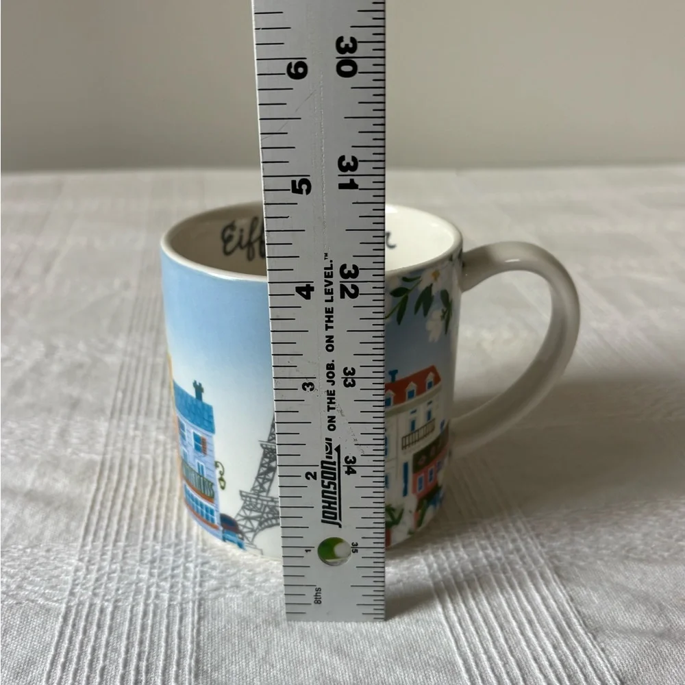 Sur La Table Blue Eiffel Tower Ceramic Mug with Floral Motif